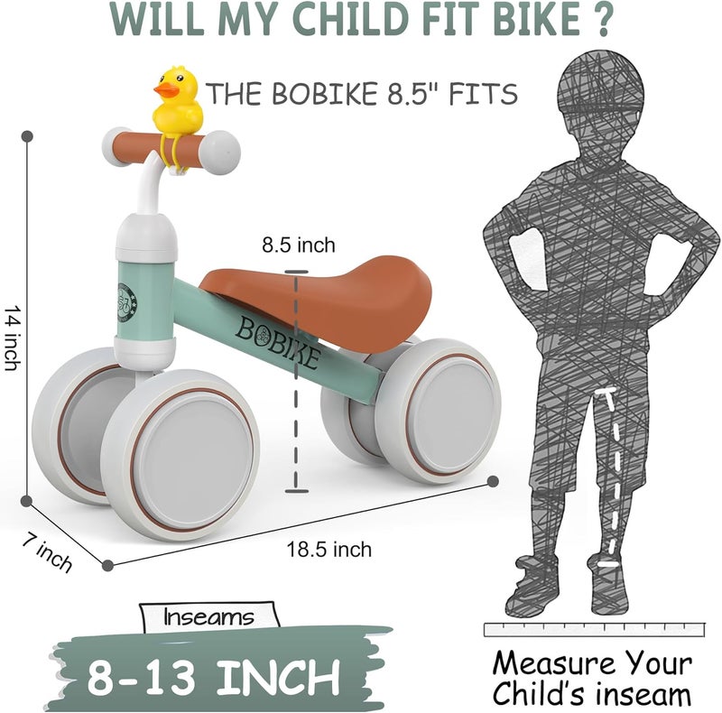 Bobike Baby Balance Bike Toys for 12-36 Months Kids Toy Boy Girls Gifts Toddler Best First Birthday Gift Children Walker No Pedal Infant 4 Wheels Bicycle (Light Green) - Image 3